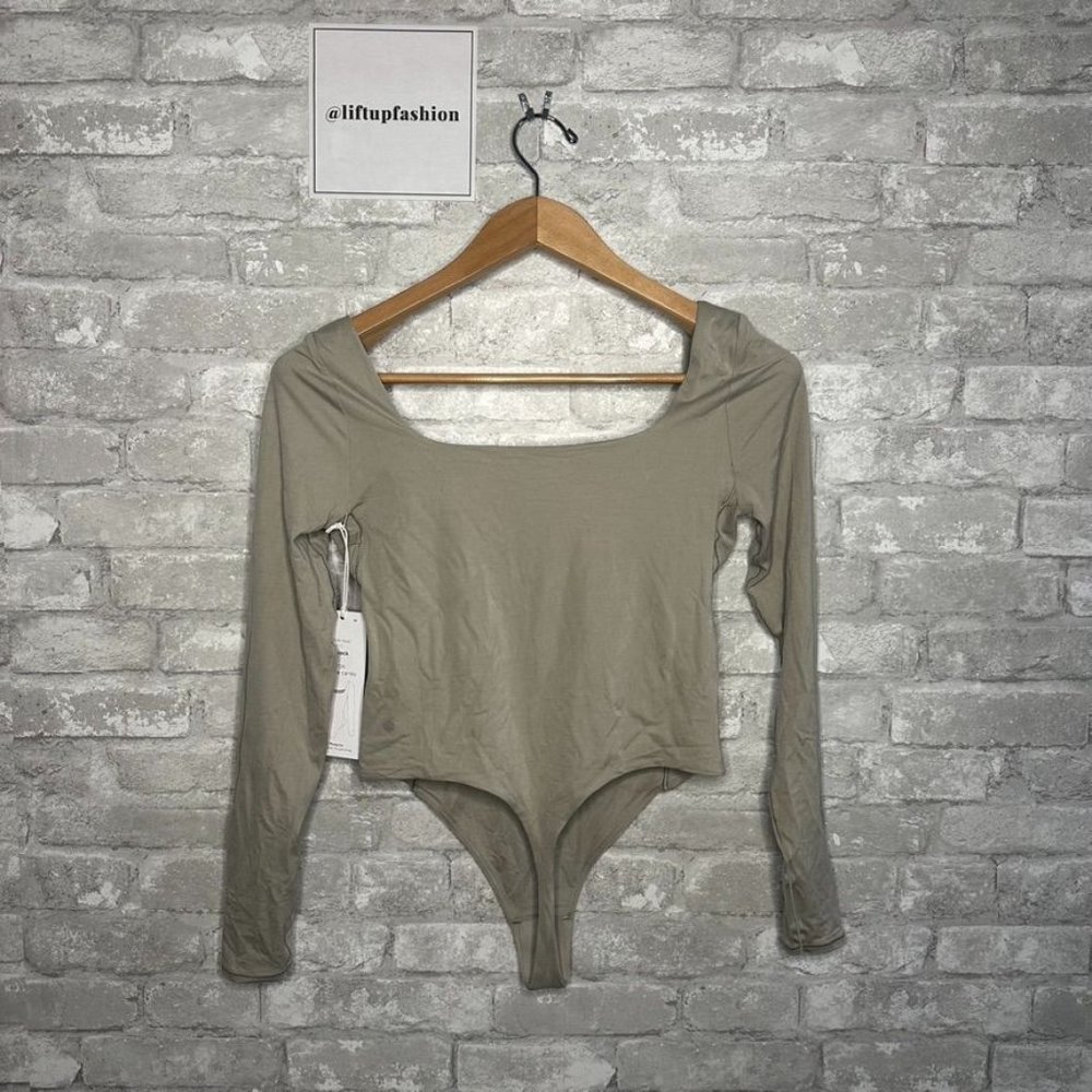 Lululemon Nulu Square Neck Bodysuit Long Sleeve Thong Cut NWT Size Medium (RVSN) - Picture 6 of 16